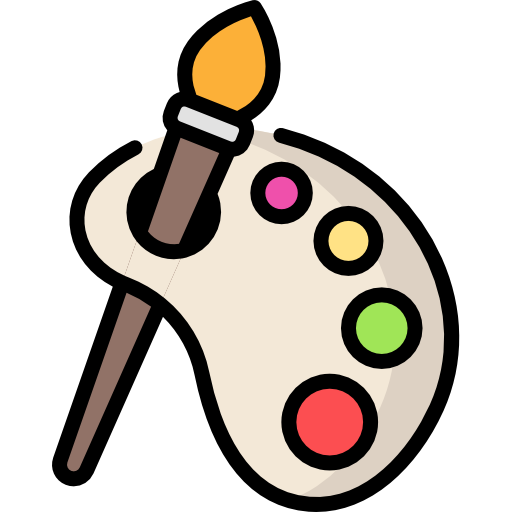 Comicsymbol Farbpalette und Pinsel