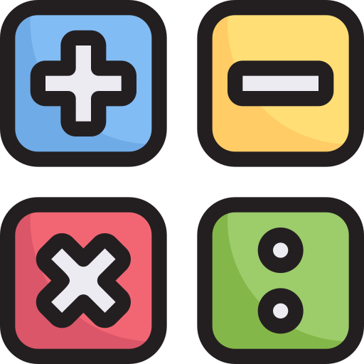 Comic-Rechensymbole: Plus, Minus, Mal, Geteilt